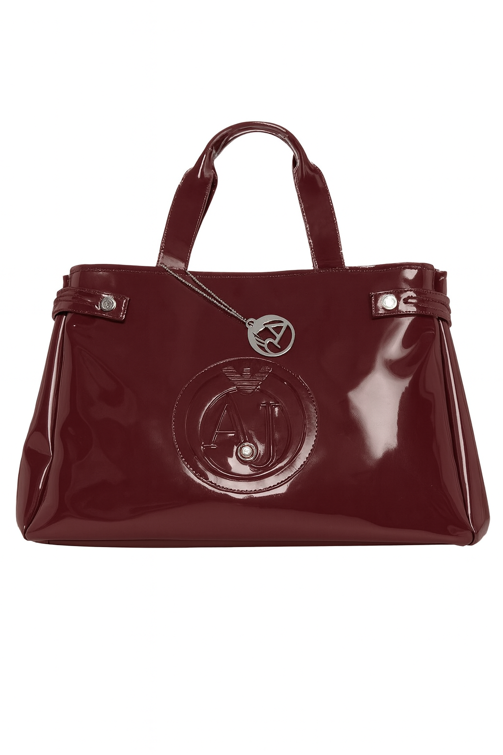 Borsa shopper Armani Jeans bordeaux in vernice con dust bag originale