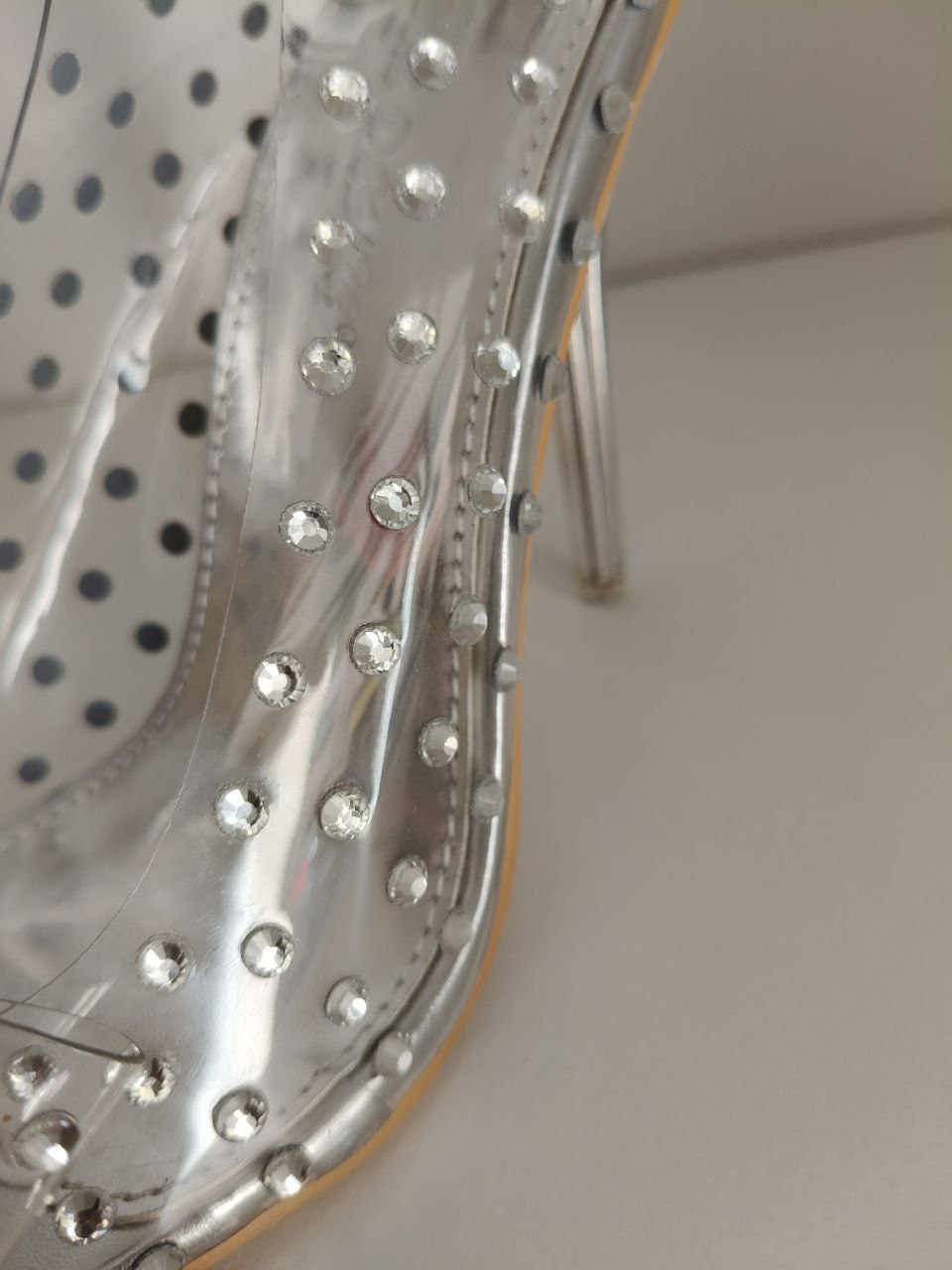 Décolleté trasparenti donna con fiocco e pietre – Tacco 10 cm – N. 37 – Ecopelle