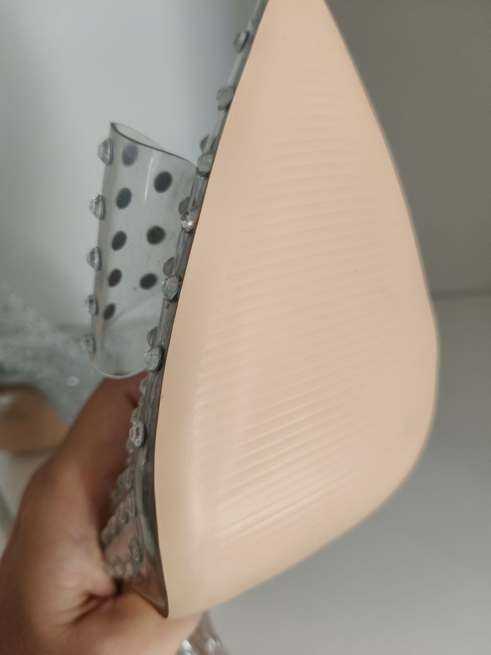 Décolleté trasparenti donna con fiocco e pietre – Tacco 10 cm – N. 37 – Ecopelle
