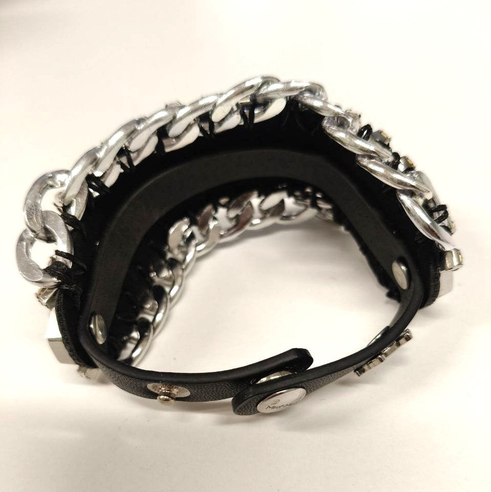 Bracciale borchiato catena e pietre Black & White – Mimi-Muà Firenze con confezione originale
