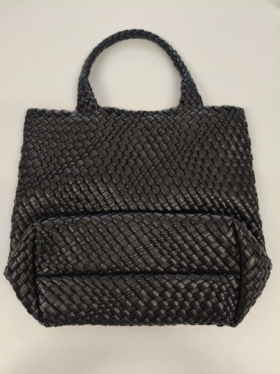 Borsa tote intrecciata nera in ecopelle – Shopper elegante capiente