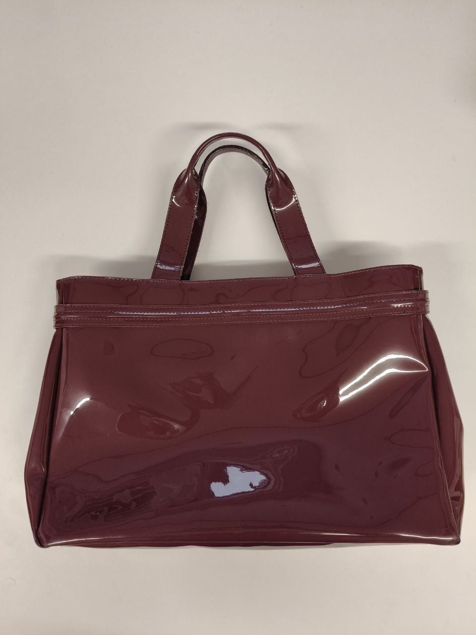 Borsa shopper Armani Jeans bordeaux in vernice con dust bag originale