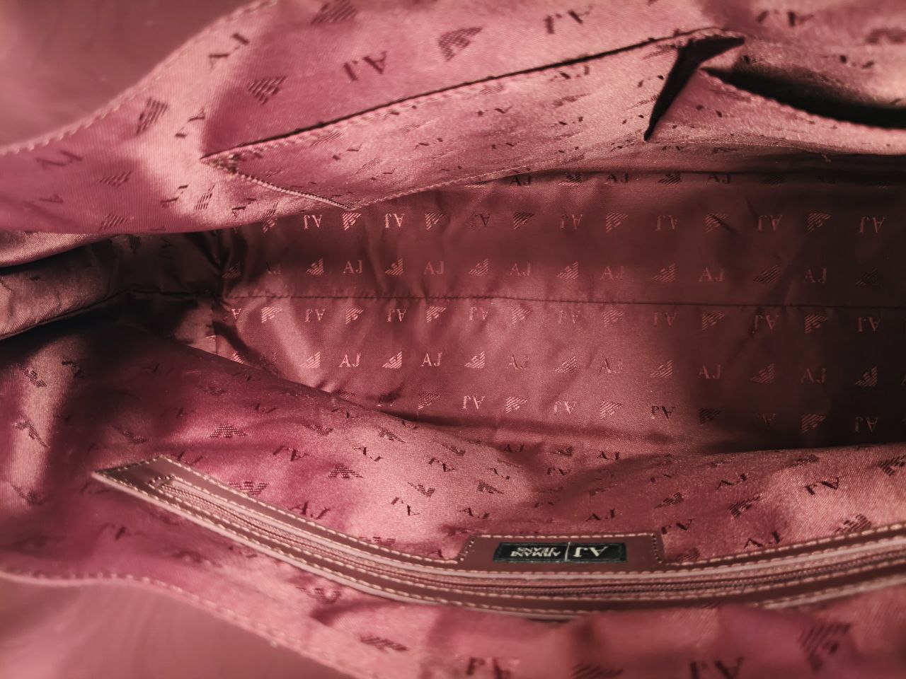Borsa shopper Armani Jeans bordeaux in vernice con dust bag originale
