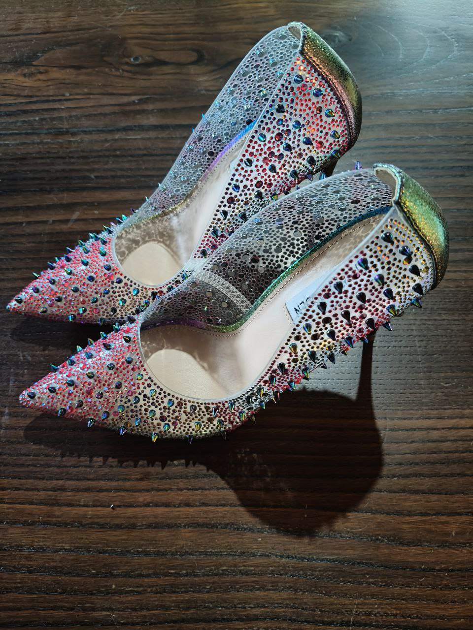 Steve Madden décolleté Villain Blue Iridescent con borchie e cristalli n.39.5