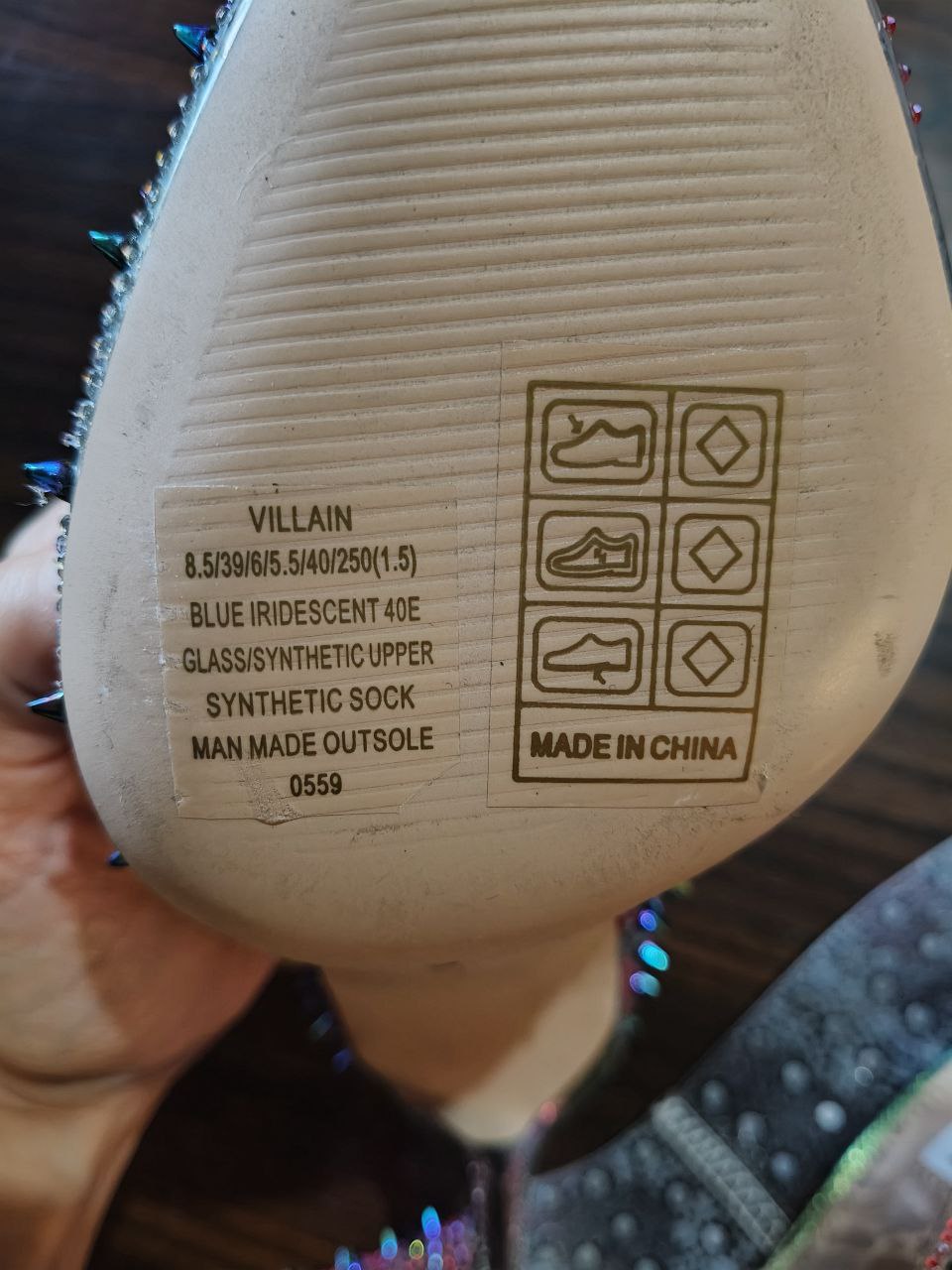 Steve Madden décolleté Villain Blue Iridescent con borchie e cristalli n.39.5