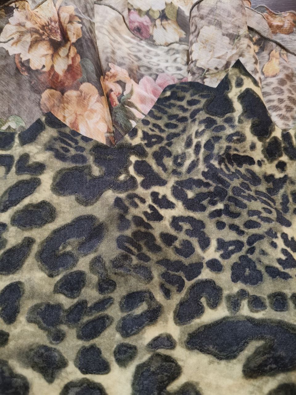 Parah gonna vintage fantasia animalier e floreale seta lycra tg 46