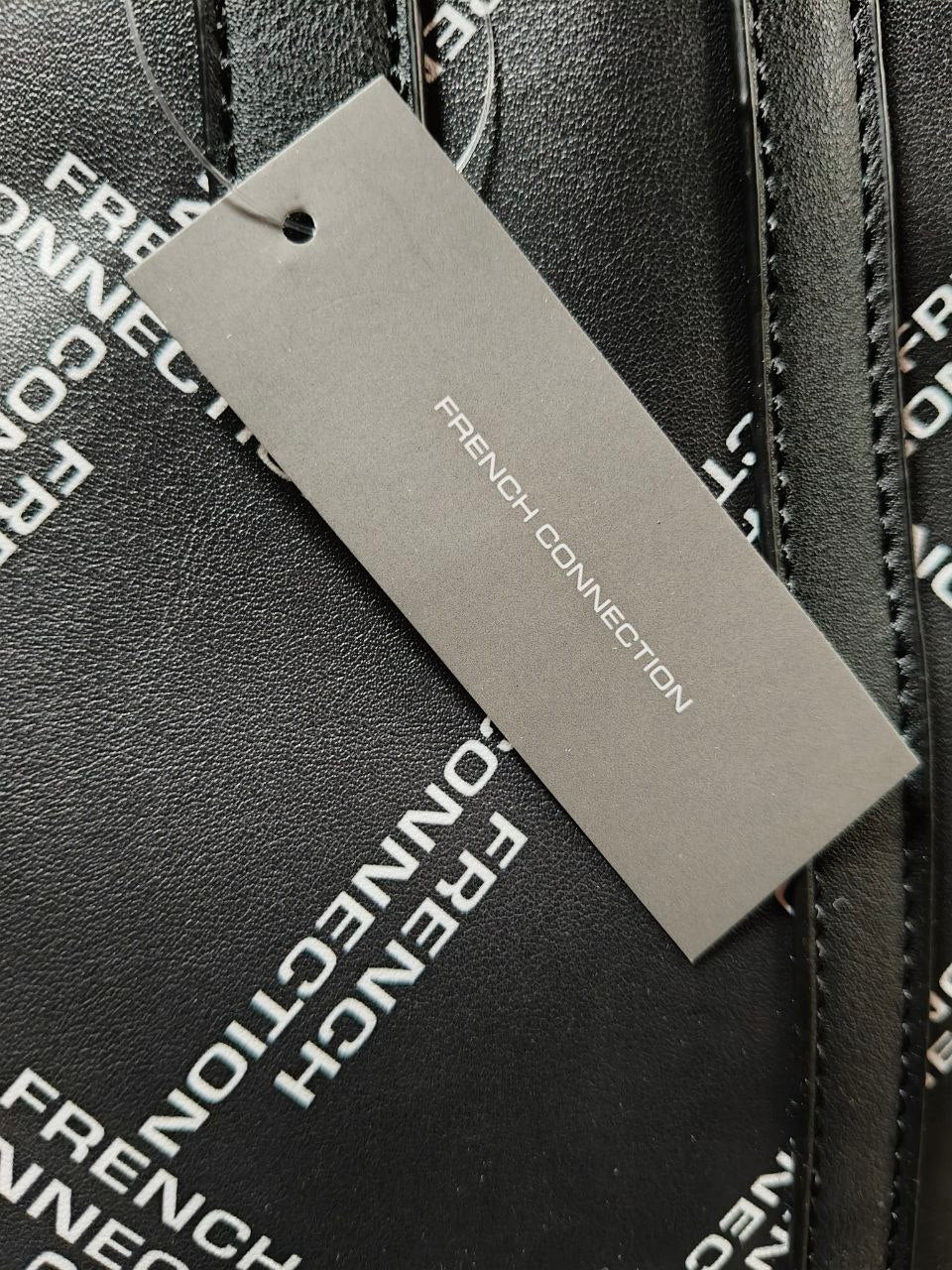 Borsa tote nera ecopelle French Connection con logo e tasca interna