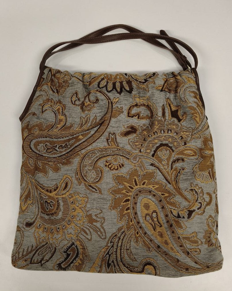 Borsa tapestry V°73 Venezia in tessuto jacquard con manici in pelle