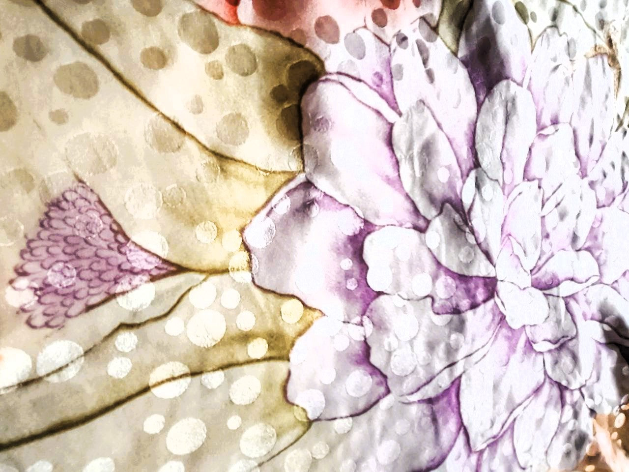 Foulard vintage Ken Scott in seta 85×85 con motivo pois in trasparenza
