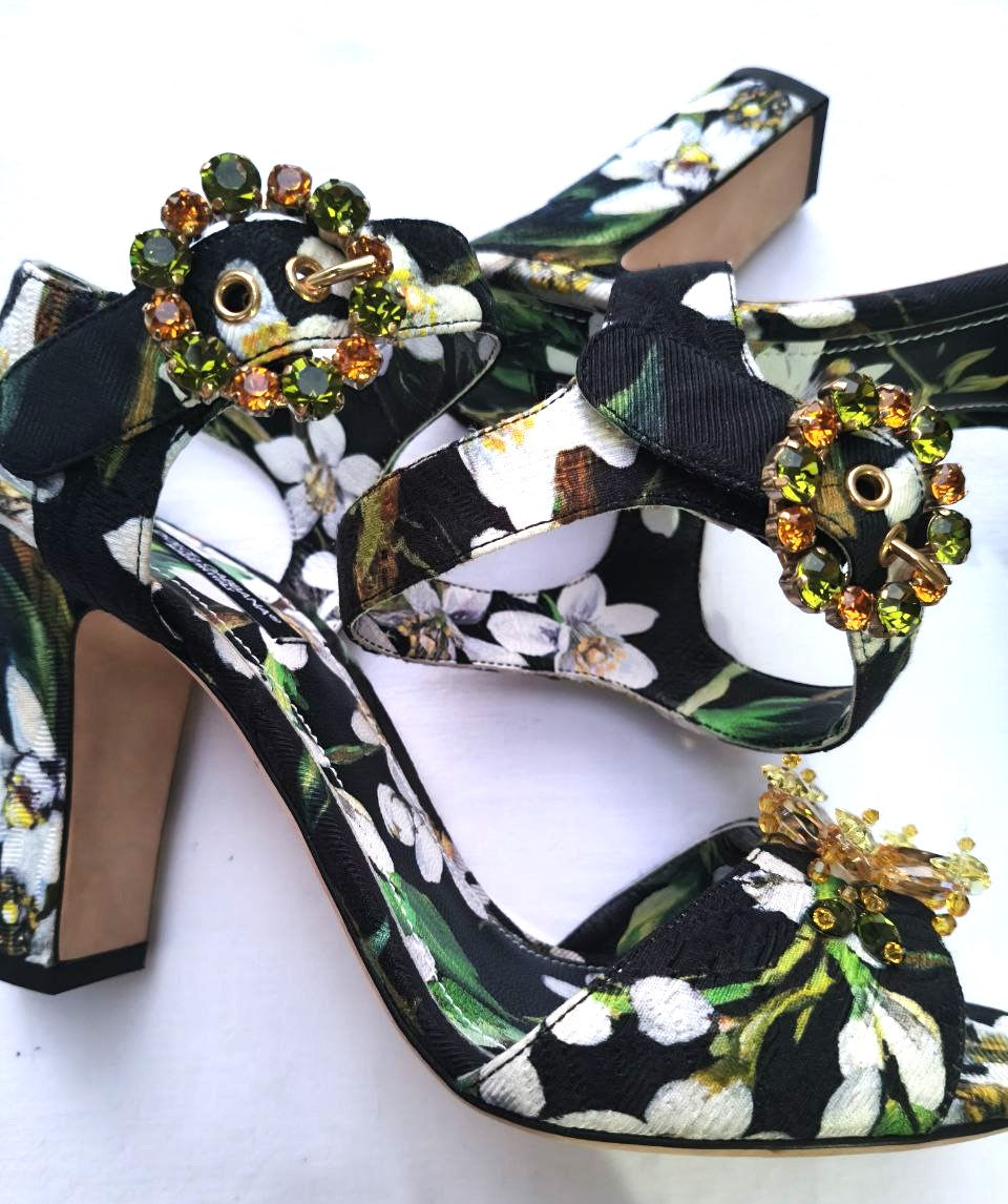 Dolce & Gabbana – Sandali flower con cristalli, stampa floreale