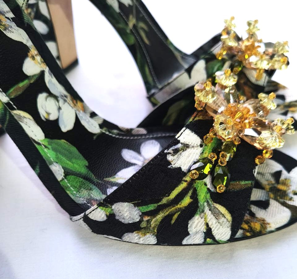 Dolce & Gabbana – Sandali flower con cristalli, stampa floreale