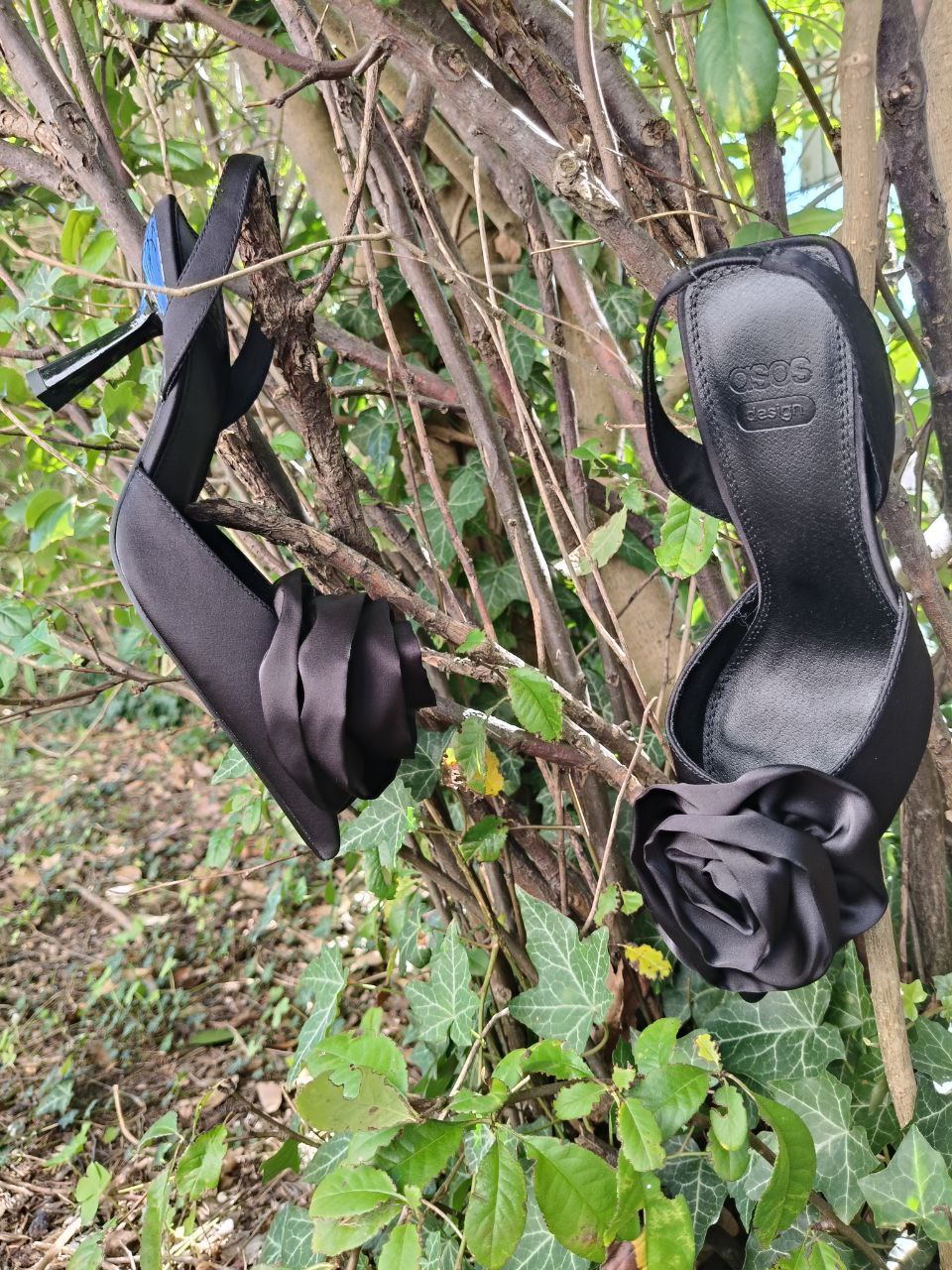 ASOS DESIGN slingback a punta in raso con rosa – nero – n. 37