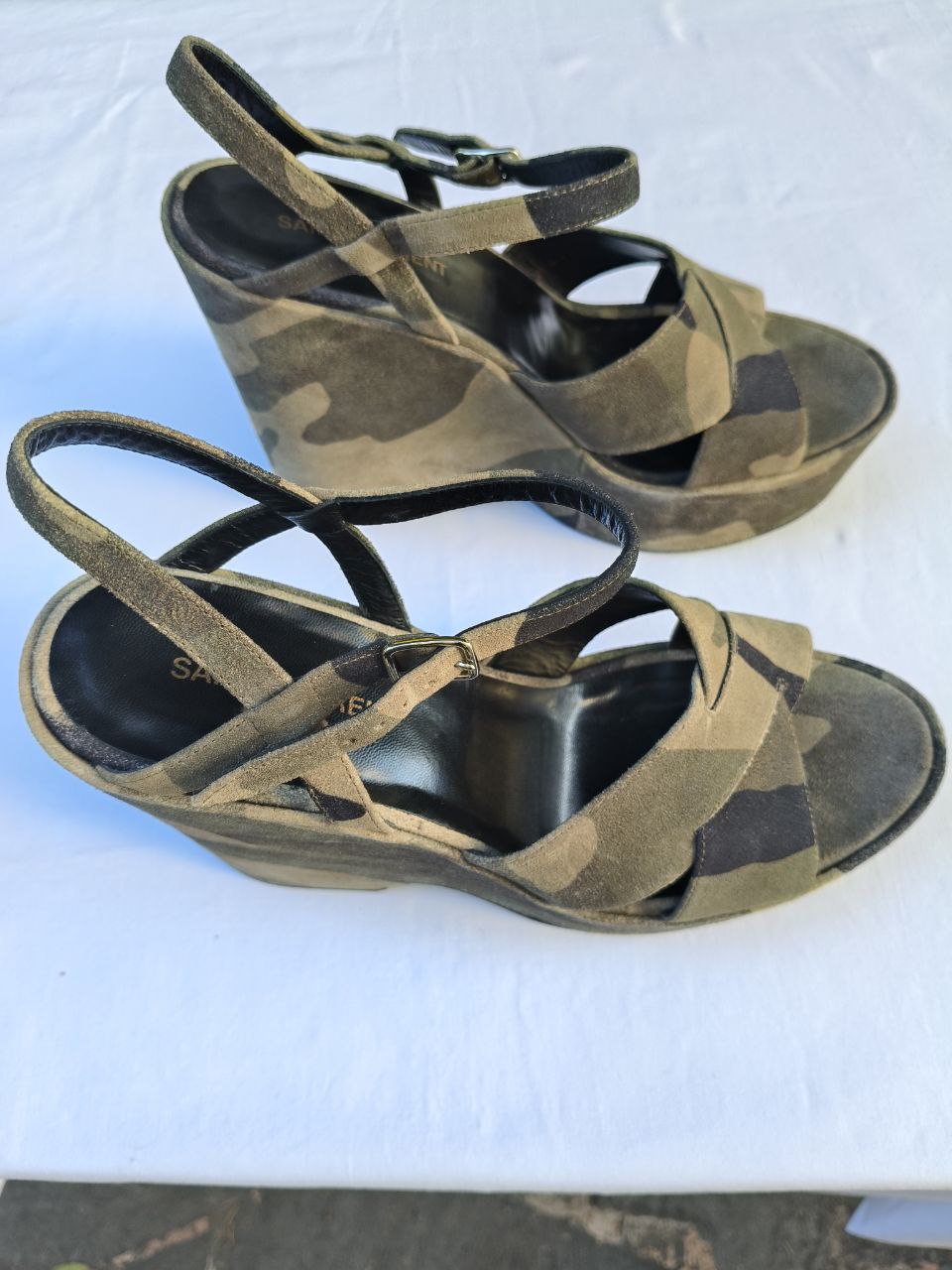 Saint Laurent sandalo platform con zeppa camouflage – n. 39