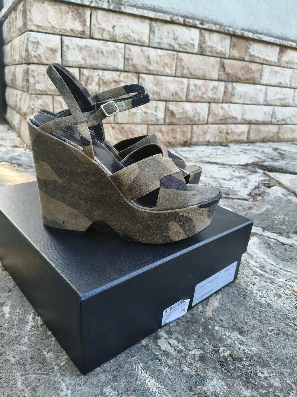 Saint Laurent sandalo platform con zeppa camouflage – n. 39