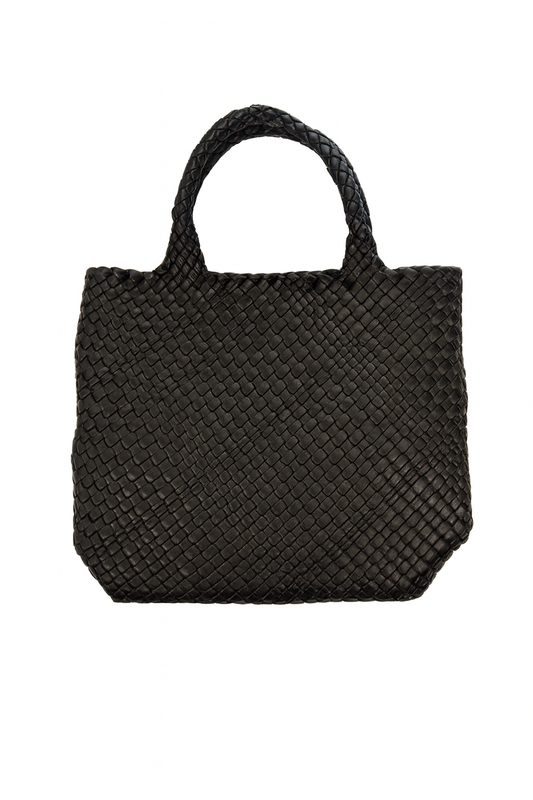 Borsa tote intrecciata nera in ecopelle – Shopper elegante capiente