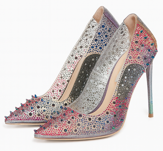 Steve Madden décolleté Villain Blue Iridescent con borchie e cristalli n.39.5