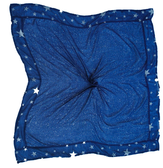 Stola Camomilla Milano blu indaco cielo stellato con paillettes (120×114)