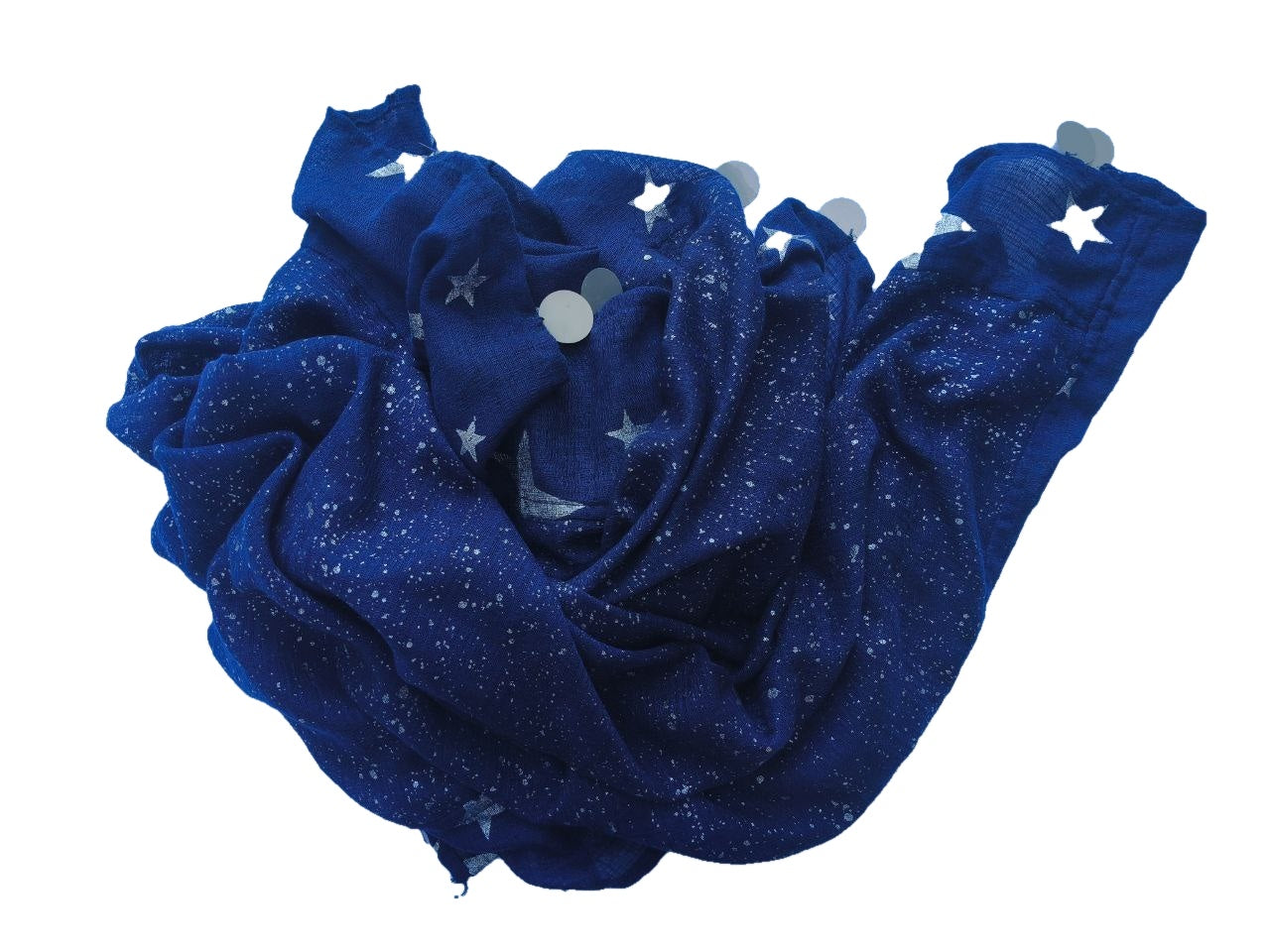 Stola Camomilla Milano blu indaco cielo stellato con paillettes (120×114)