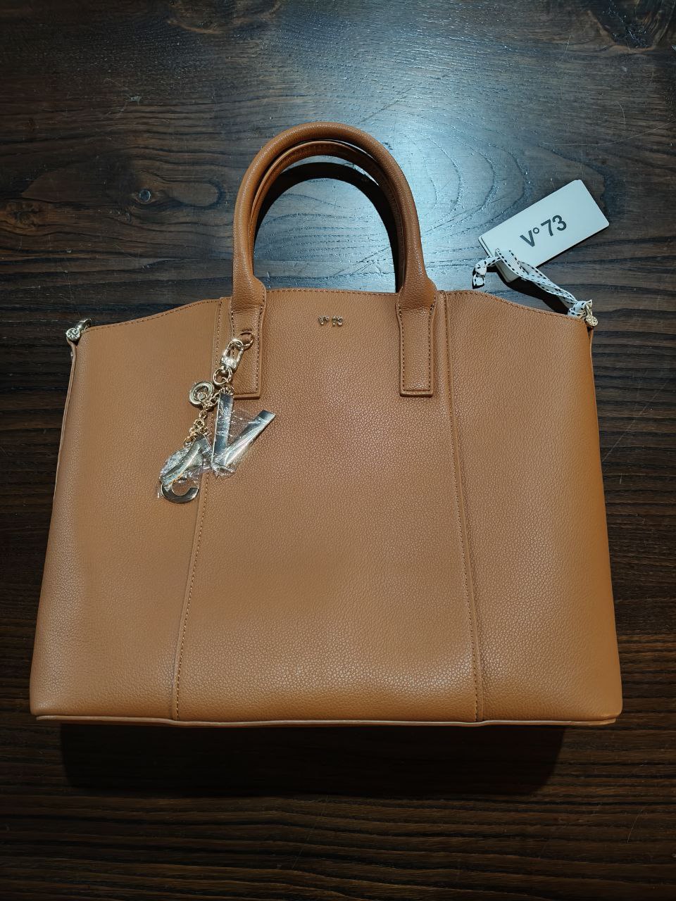 Borsa V°73 Urano in ecopelle con tracolla e borsa interna – Marrone cognac