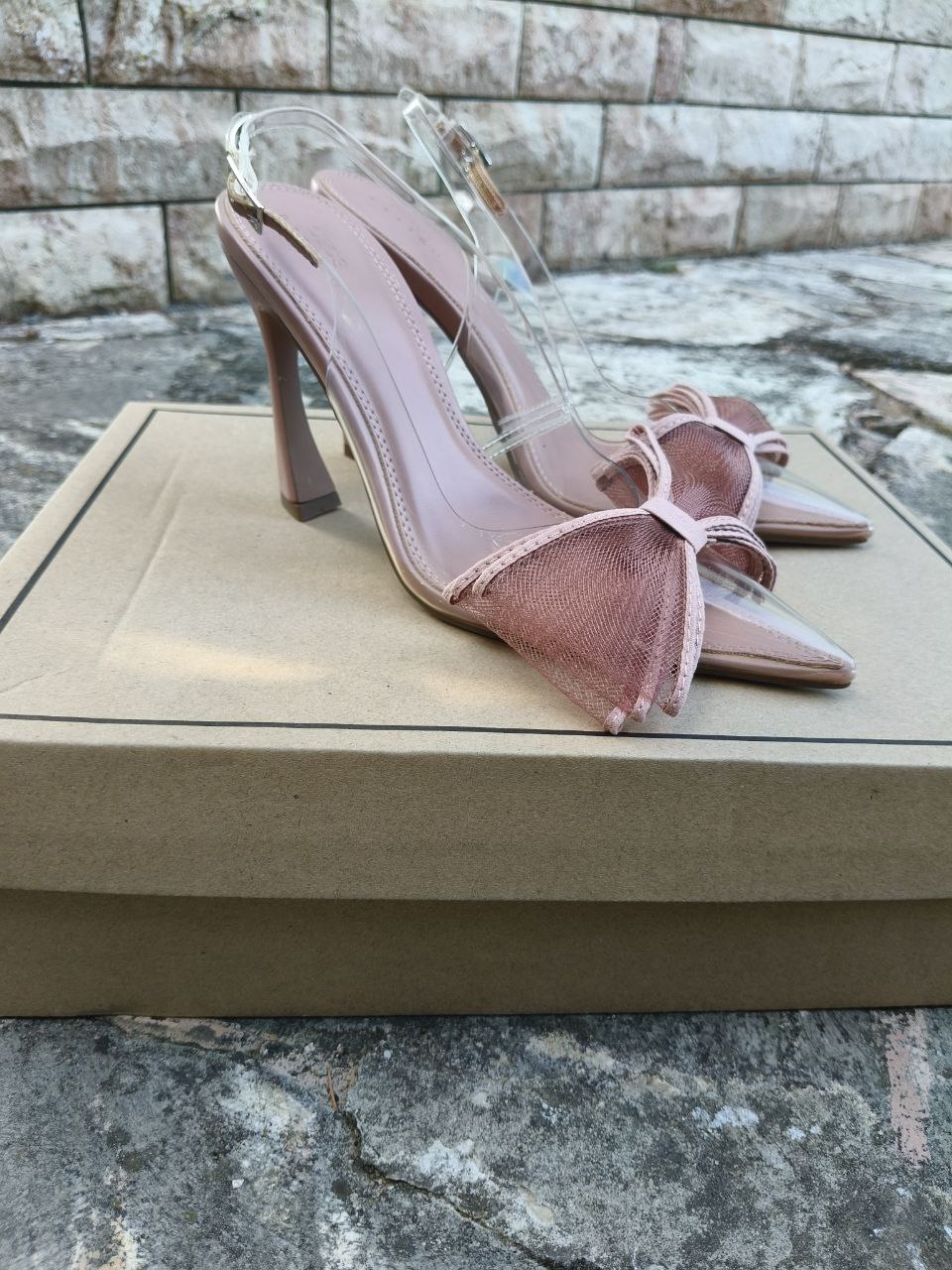 ASOS DESIGN Princess décolleté trasparente con fiocco – tacco curvo 8 cm – n. 38