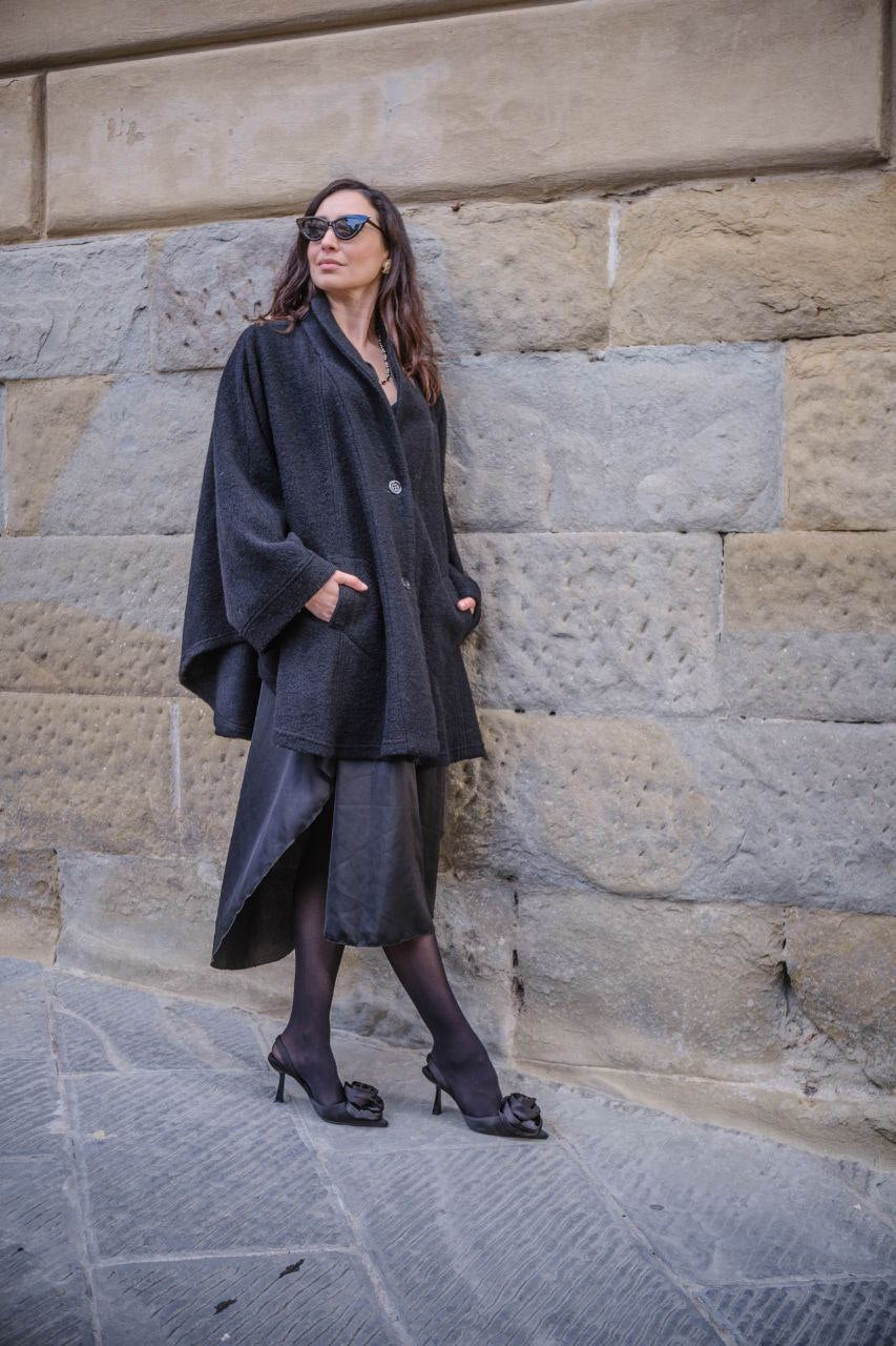 Cappotto over nero sartoriale Made in Italy Taglia XXL