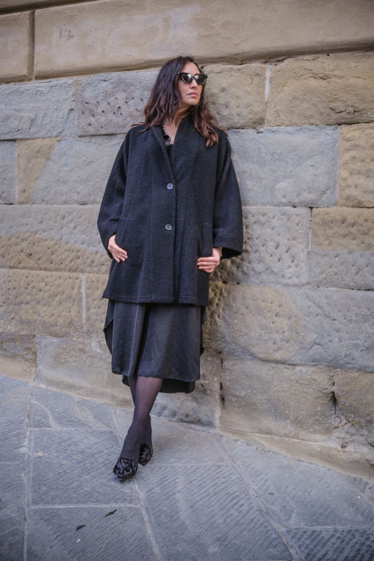 Cappotto over nero sartoriale Made in Italy Taglia XXL