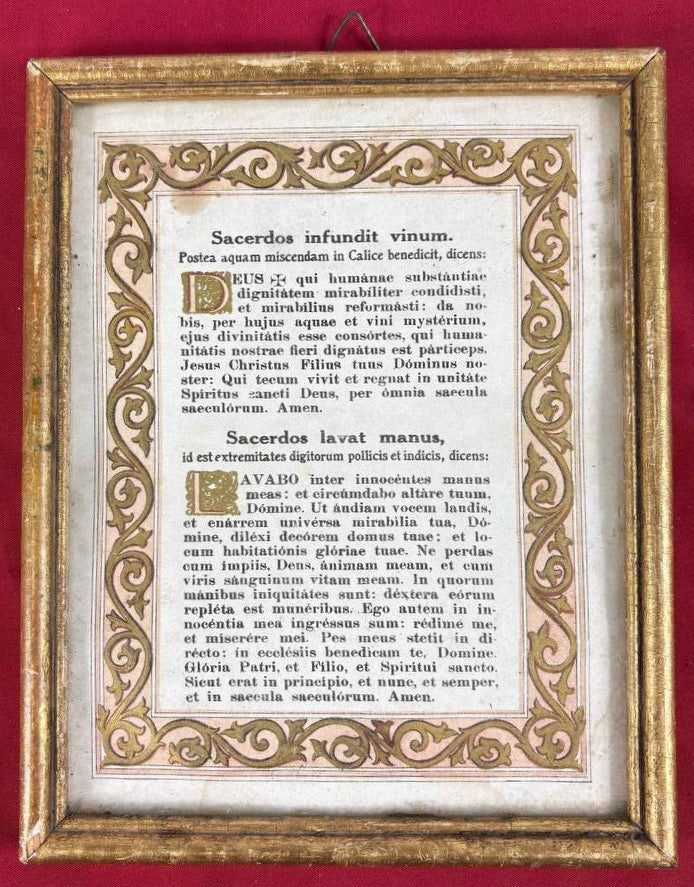 Set 3 Cartigli Liturgici da Altare in Latino – Cornici in Legno Dorato – Rito Tridentino Antico