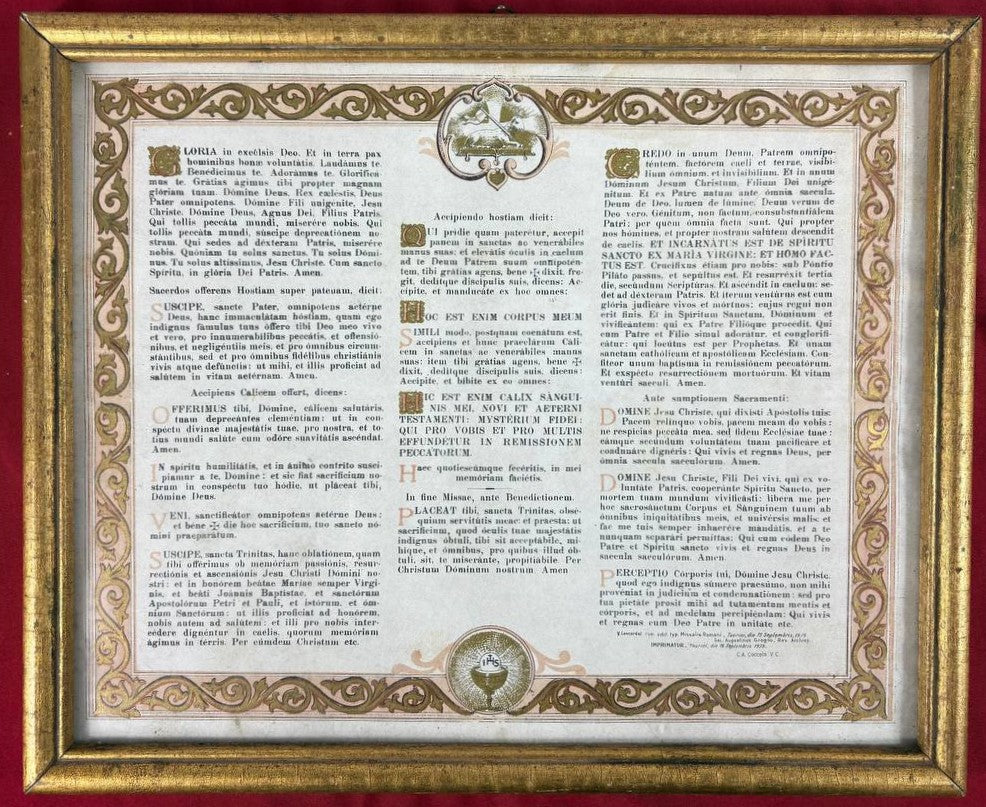 Set 3 Cartigli Liturgici da Altare in Latino – Cornici in Legno Dorato – Rito Tridentino Antico