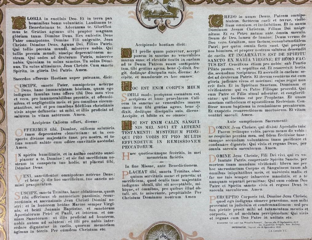 Set 3 Cartigli Liturgici da Altare in Latino – Cornici in Legno Dorato – Rito Tridentino Antico