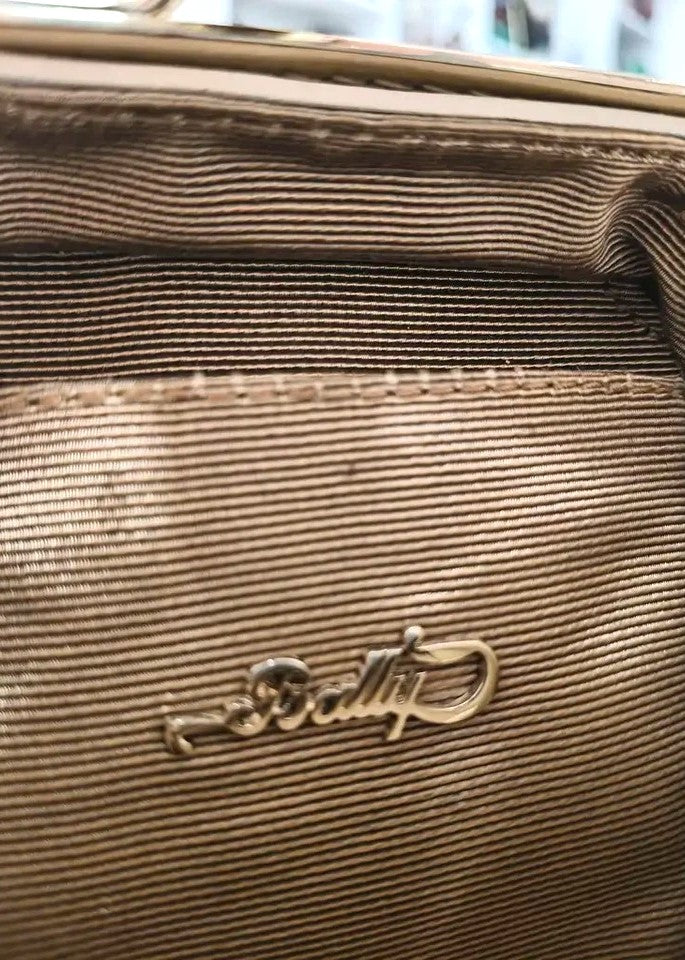 Borsa a mano Bally vintage rigida in pelle gialla con tracolla e chiusura sfera