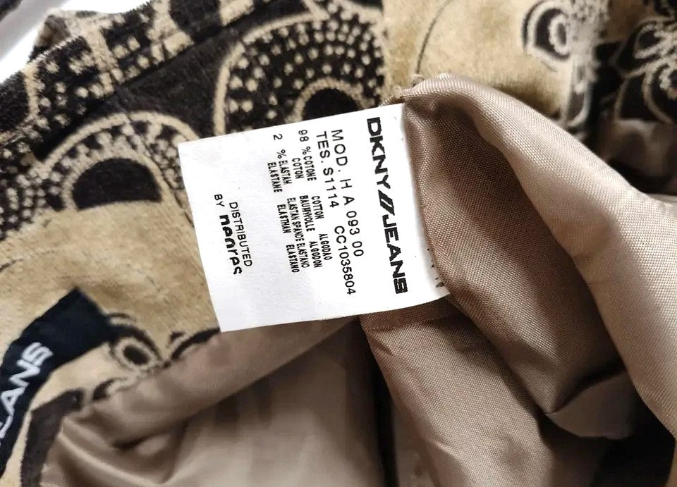 Borsa a spalla DKNY effetto scamosciato stampa floreale marrone e beige