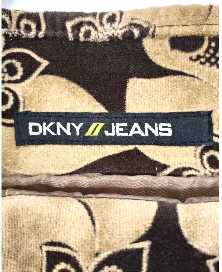 Borsa a spalla DKNY effetto scamosciato stampa floreale marrone e beige