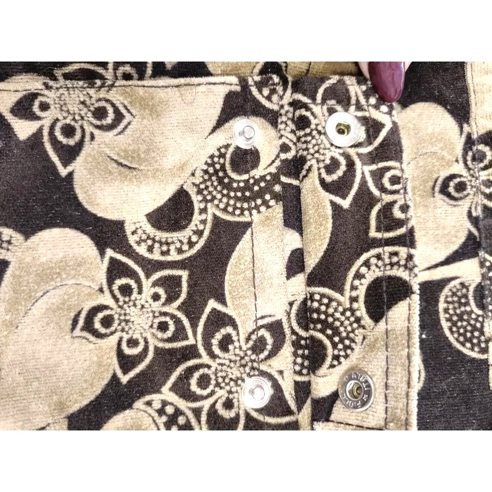 Borsa a spalla DKNY effetto scamosciato stampa floreale marrone e beige