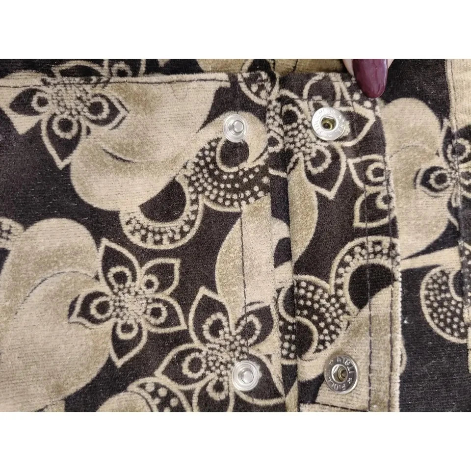 Borsa a spalla DKNY effetto scamosciato stampa floreale marrone e beige