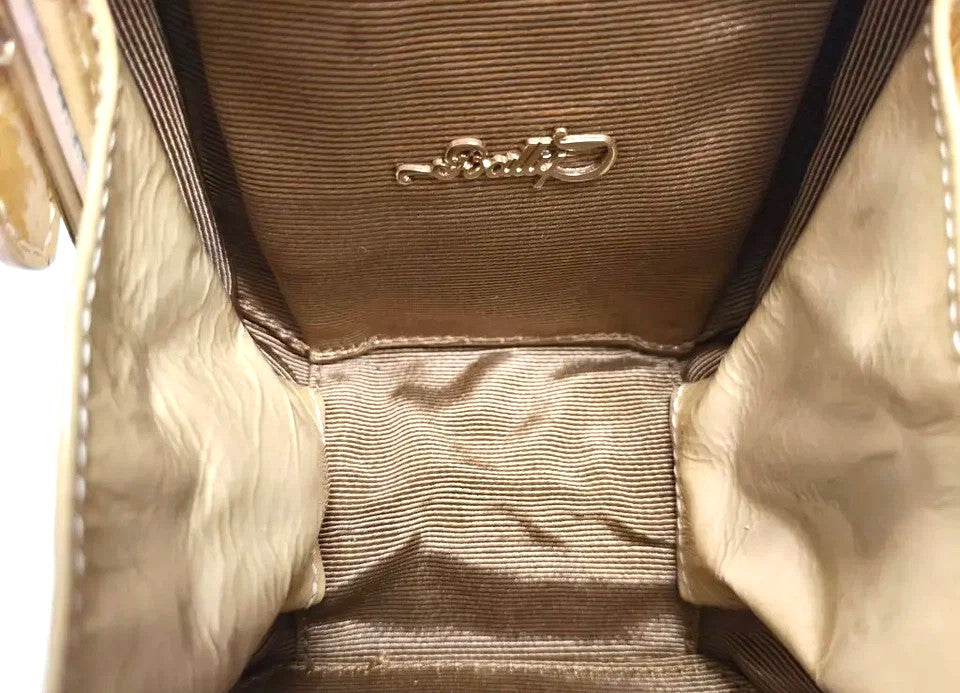 Borsa a mano Bally vintage rigida in pelle gialla con tracolla e chiusura sfera