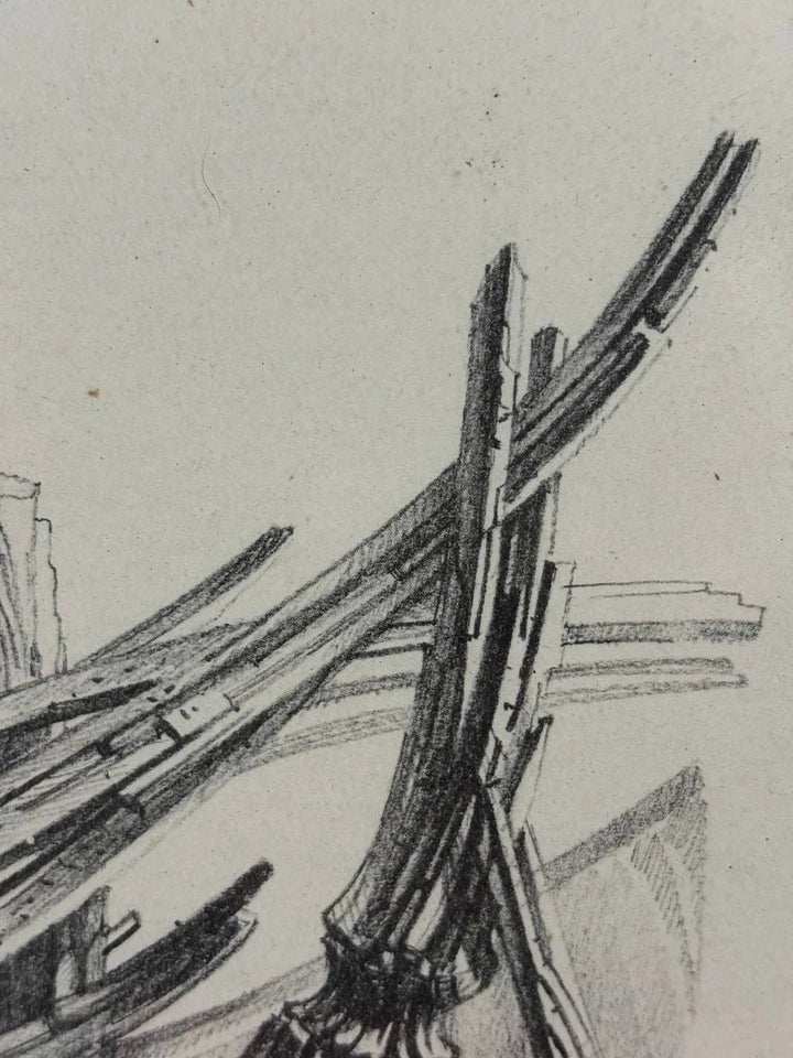 Litografia Fabrizio Clerici Recupero Cavallo di Troia P.A. autografata 1968