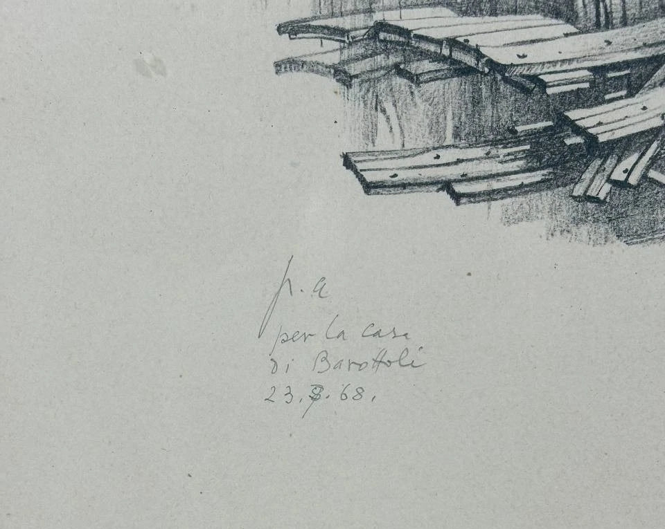 Litografia Fabrizio Clerici Recupero Cavallo di Troia P.A. autografata 1968