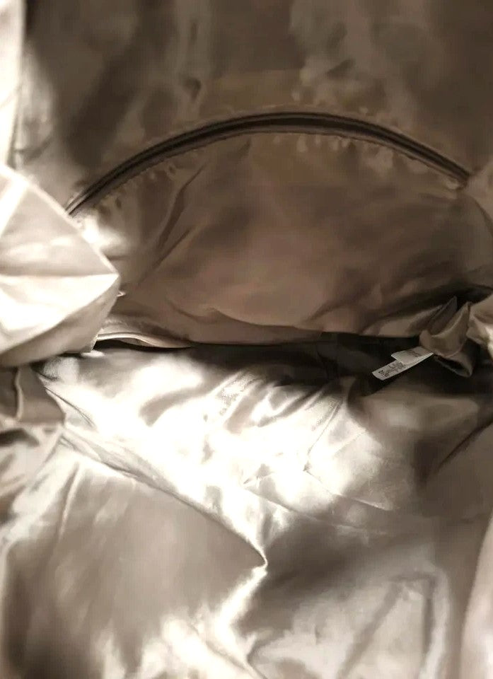 Borsa a spalla DKNY effetto scamosciato stampa floreale marrone e beige