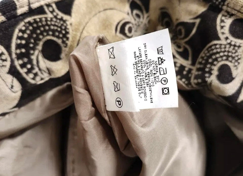 Borsa a spalla DKNY effetto scamosciato stampa floreale marrone e beige